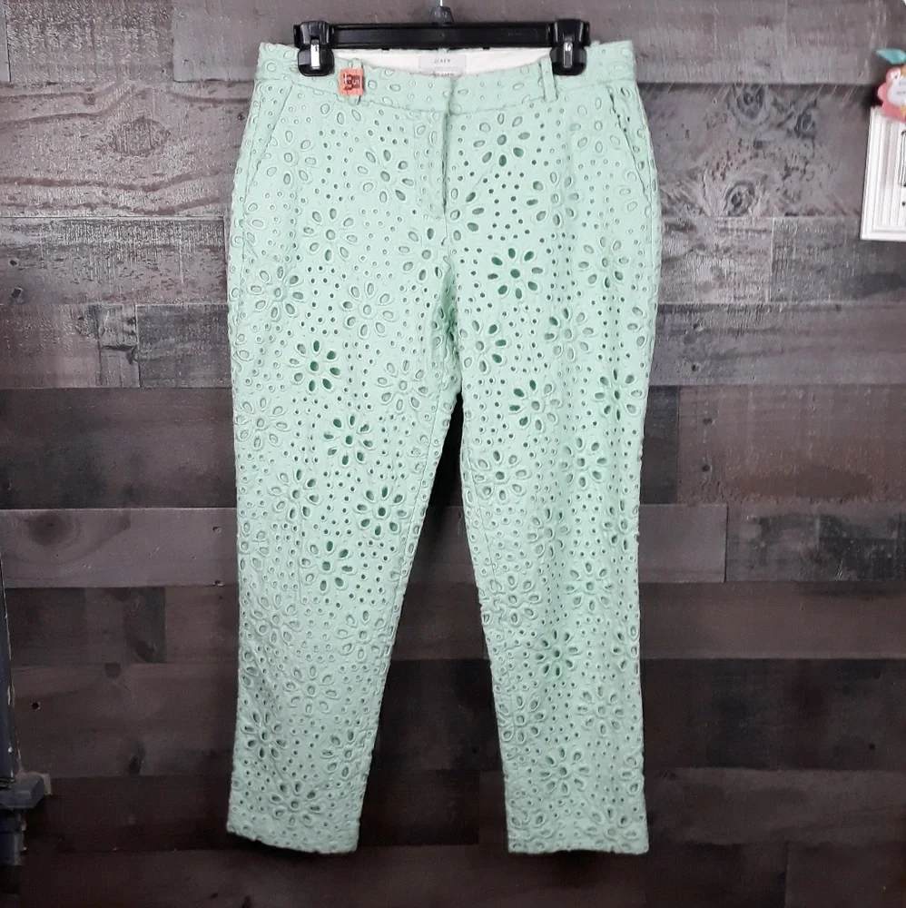 J. Crew Cafe Lace Capri Mint Pants